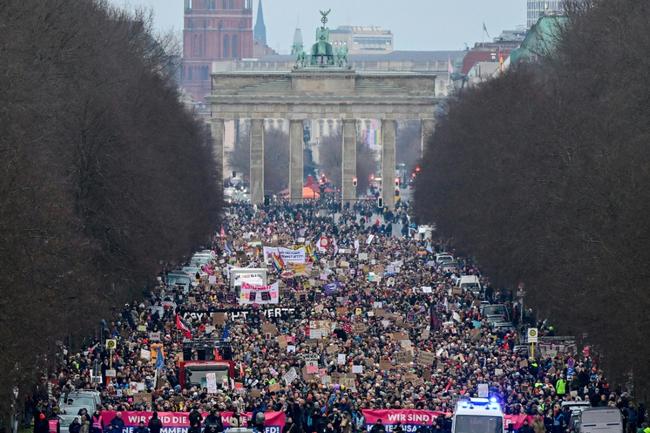 The protests come as Germany heads for a fraught election on February 23