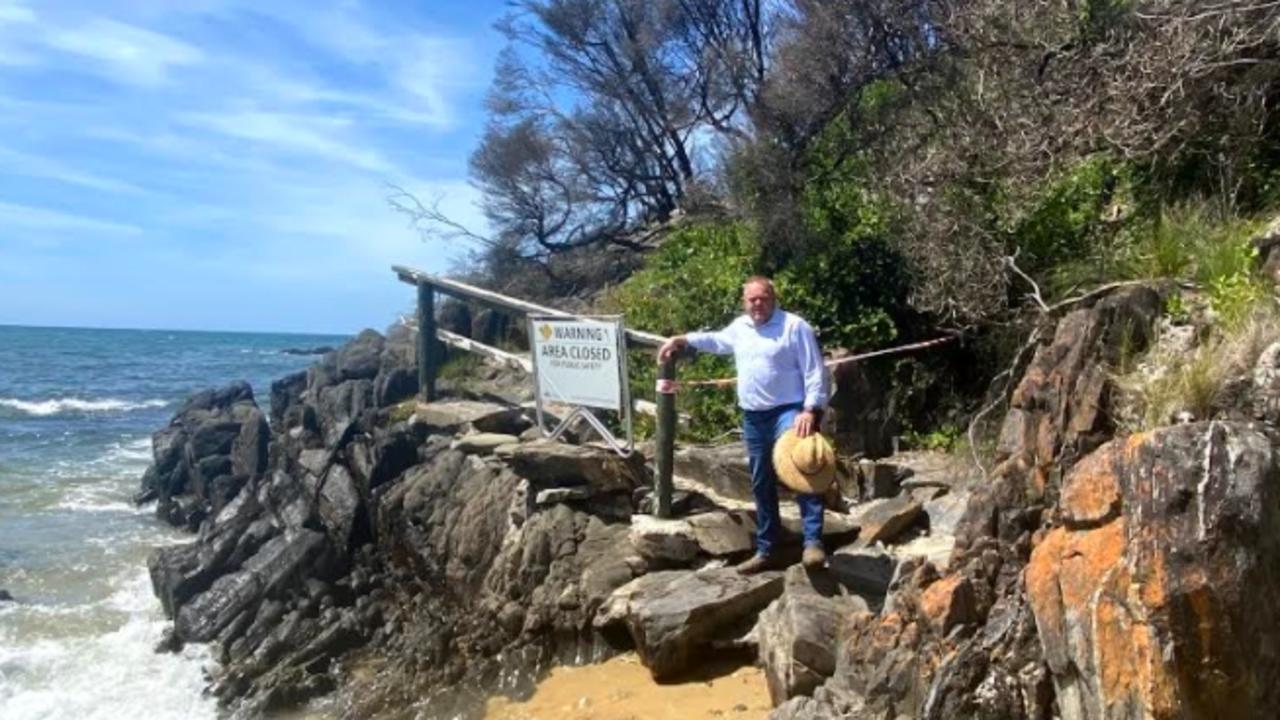 Tim Bull at the entrance to the damaged eastern boardwalk at Cape Conran, Gippsland