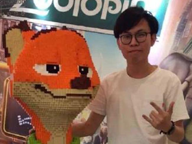 CREDIT: CEN/AUSTRALSCOPE ONLINE USE ONLY Pic shows: The broken Lego sculpture. A sculpture comprising thousands of Lego bricks put on display at a popular shopping mall has been destroyed by a curious child who pushed it to the ground.