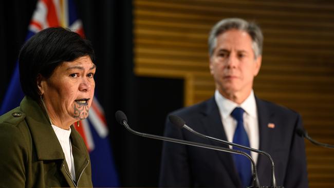 US Secretary of State Antony Blinken and New Zealand Foreign Affairs Minister Nanaia Mahuta speak to reporters. Picture: Getty Images.