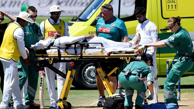 Mushfiqur Rahim was taken to hospital after being struck in the back of the head by a bouncer.