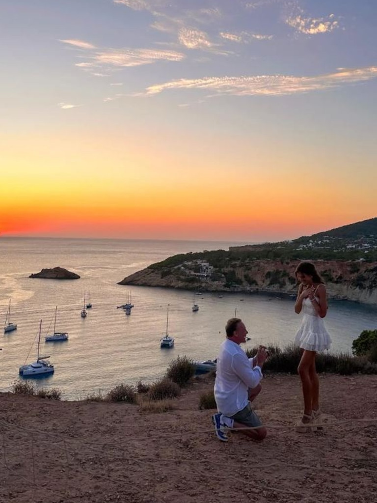 The 57-year-old got down on one knee.