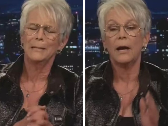 Jamie Lee Curtis fought back tears during a TV interview.