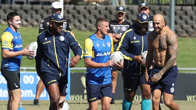 Jakob Arthur had his first training run with the Eels the day before his NRL debut. Picture: Liam Kidston.