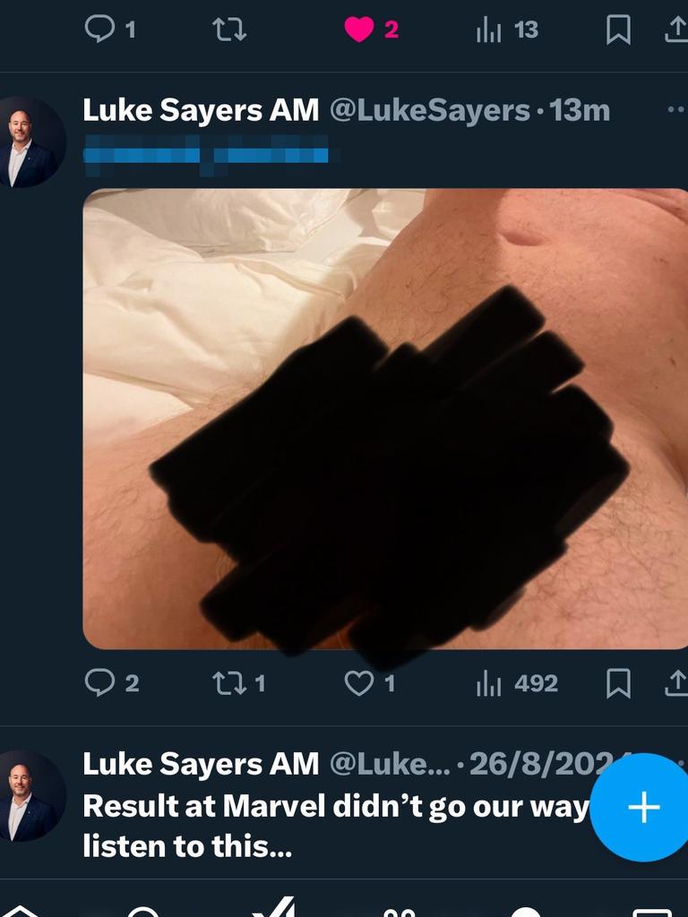 The lewd image which appeared on the X account of Luke Sayers.