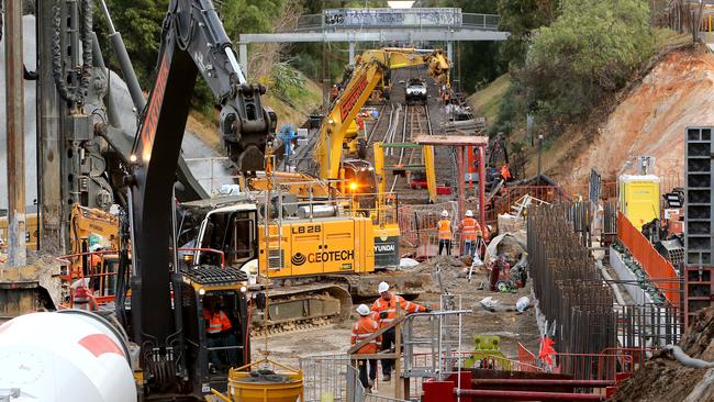 Early works on the Sandringham line to make way for the tunnel. Picture: Stuart McEvoy