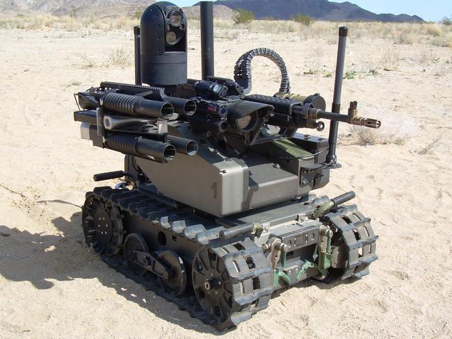 This Modular Advanced Armed Robotic System is an unmanned vehicle designed for combat.
