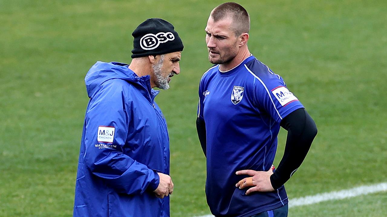 Interim coach Steve Georgallis with Kieran Foran.