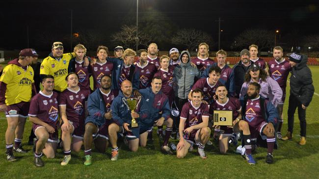 Dalby Diehards reserve-grade side celebrate after their win.