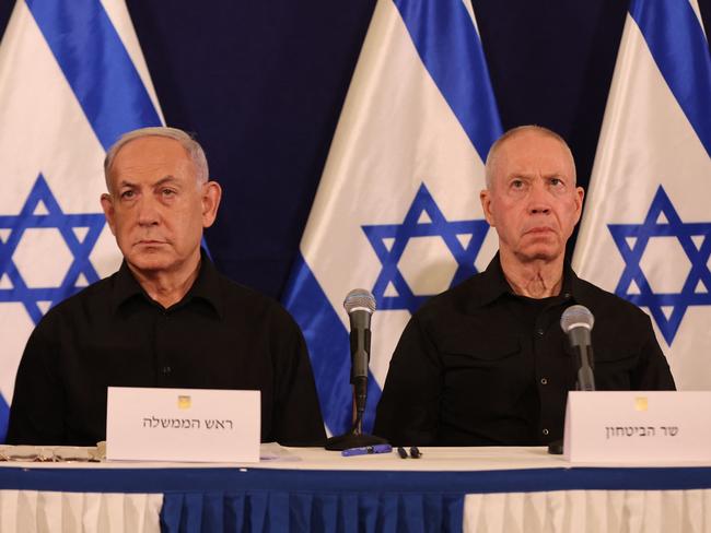 Benjamin Netanyahu and Yoav Gallant. Picture: Abir Sultan/AFP