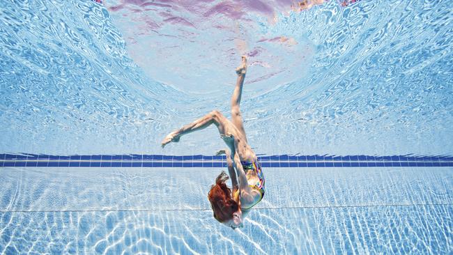 “It requires the flexibility of the gymnast, the co-ordination of the acrobat, the stamina of the swimmer, plus you have to be upside down all the time and do all this while you’re not breathing.” Picture: Liquid Pix by Brooke Shaw