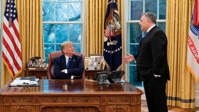 Donald Trump and Joe Hockey in the Oval Office.