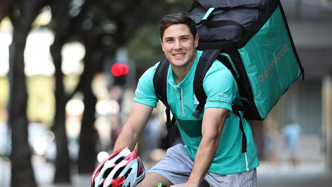 Moses was a Deliveroo rider for one unsuspecting Parra fan. Picture: Brett Costello