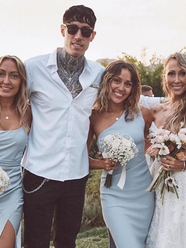 Tish with her children Brandi, Trace and Miley Cyrus at her wedding last year.