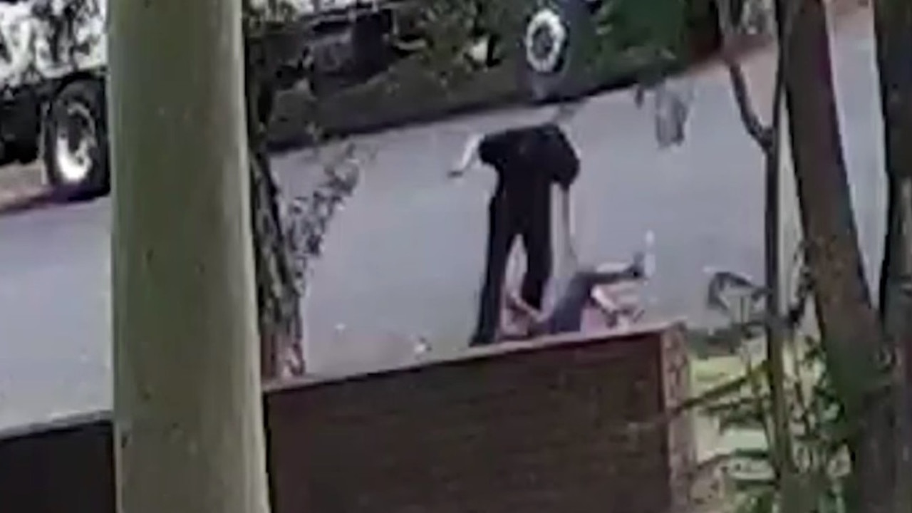 The man is seen pulling the woman to the ground. Picture: NSW Police