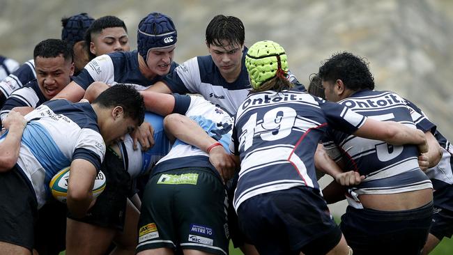 Coach Gary Tunks lead the NSW Barbarians aside at the recent Australian School Rugby Championships at Knox Grammar. Pic: John Appleyard