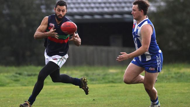 EDFL: Tamer Abdallah on the run for Northern Saints. Picture: Hamish Blair