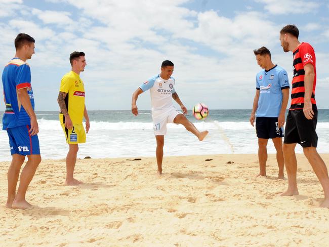 Tim Cahill in enemy territory at Maroubra Beach.