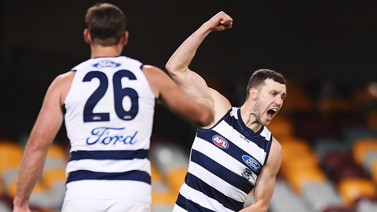 Geelong dominated St Kilda at the Gabba on Monday night. (Photo by Albert Perez/Getty Images)