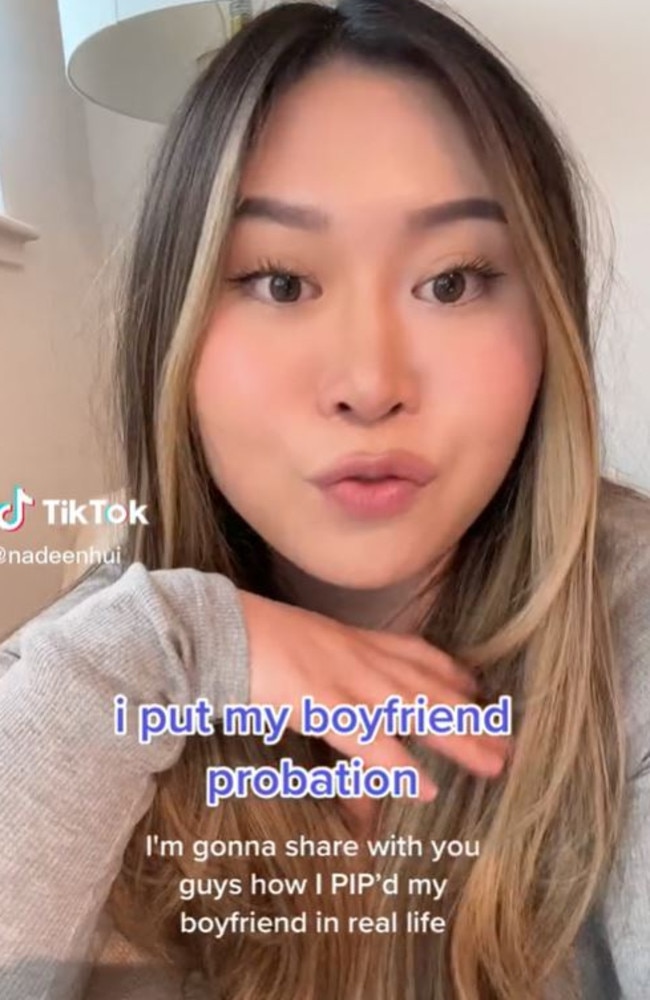 Nadeen Hui put her boyfriend on a Performance Improvement Plan to save their relationship. Picture: TikTok