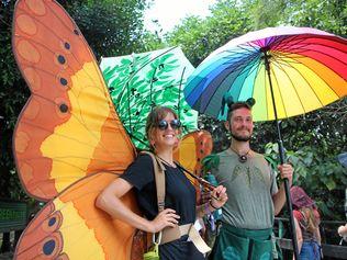 Sophie Gordon and Jacob Moore from the Forest Woodford tent at Woodford Folk Festival.