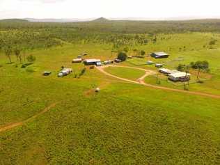 SELLING UP: An aerial view of the homestead of Clive Palmer’s Marlborough cattle property, Mamelon Station. It will be auctioned next month as Queensland Nickel administrators look to reduce the company’s surplus assets. INSET: Clive Palmer. Picture: Contributed