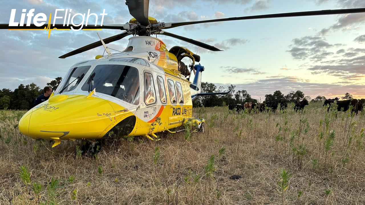 A rescue chopper has flown a man to hospital after a single vehicle crash in the Gympie region.