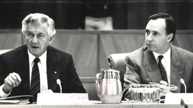 Prime Minister Bob Hawke and Treasurer Paul Keating in 1991. Picture: Steve Porritt