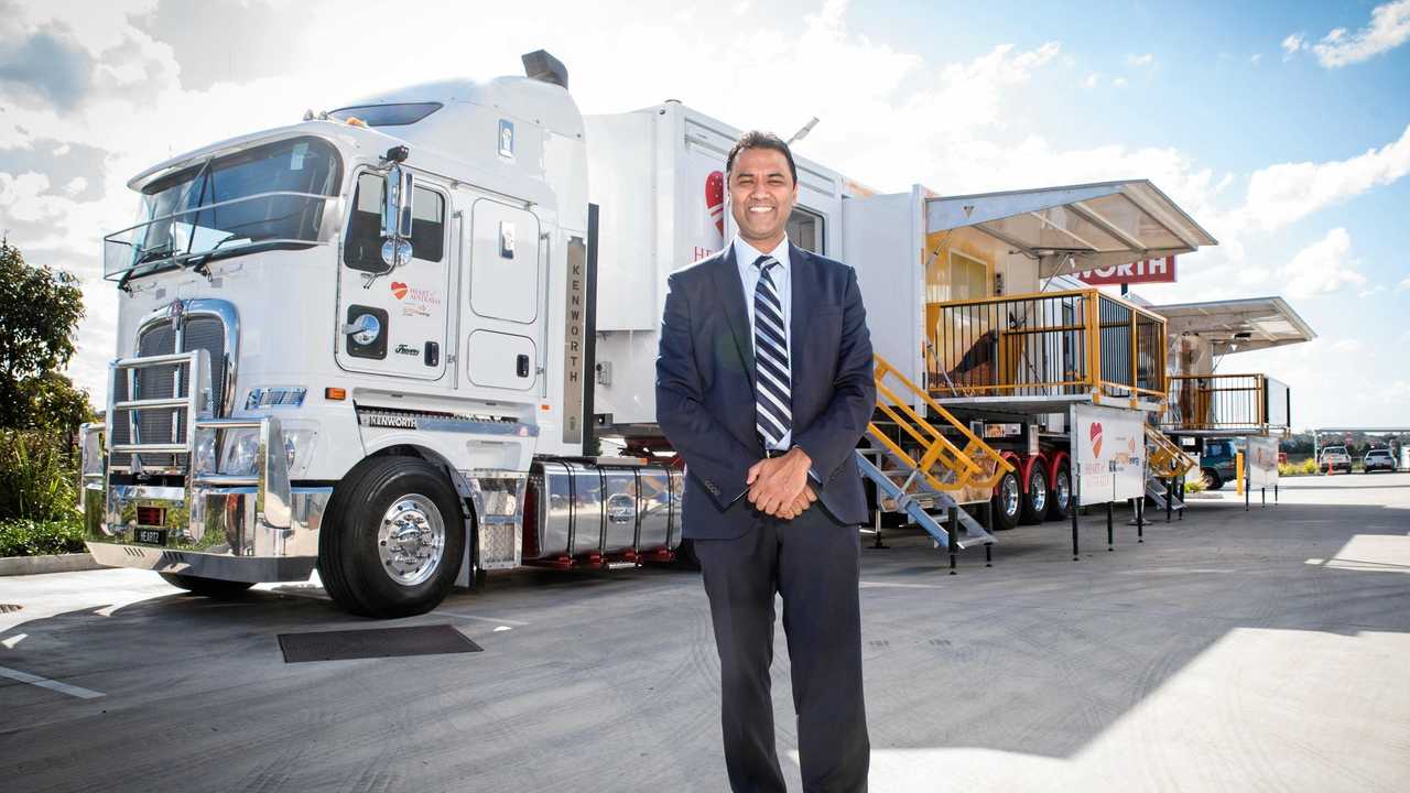 THE MOVING DOCTOR: Dr Rolf Gomes and the Heart Australia mobile medical clinic. Picture: Matt Ryan         MRP Images