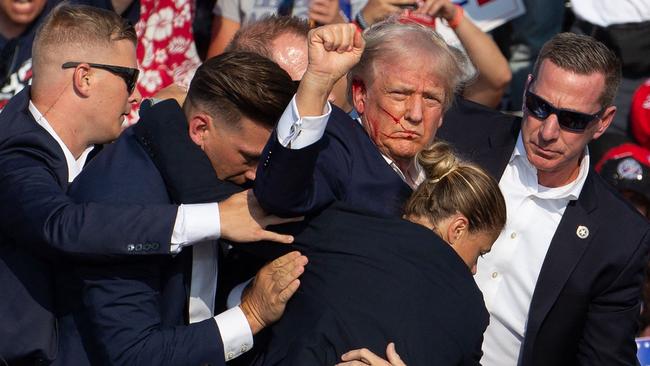 Donald Trump after surviving an assassination attempt. Picture: Rebecca Droke/AFP