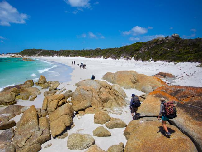 The Bay of Fires is another stunning location to put on your must-see list when holidaying at home. Picture: Tourism Australia/Kendall Hill