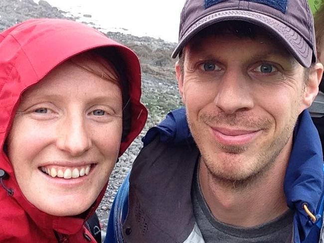 Royal Australian Navy clearance diver Dave Miln, of Seaforth, with his wife Clare. He is recovering in hospital after losing parts of both legs after throwing himself into the path of a moving snow blower to save his two little daughters. Picture: Facebook (Dave Miln)