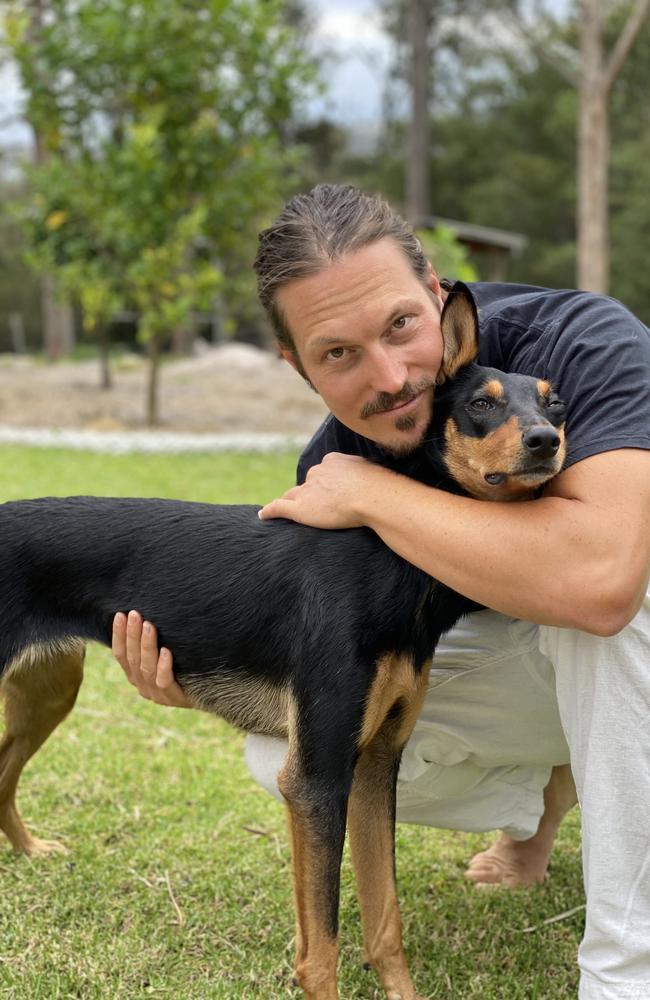 Alex ‘Chumpy’ Pullin with beloved dog Rummi. Picture: Ellidy Pullin