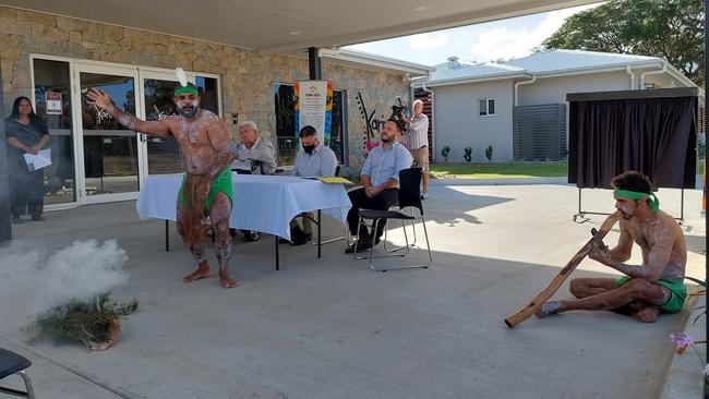 Traditional smoking ceremony marked the opening of the multifunctional, transitional health facility. Picture: Leighton Smith.