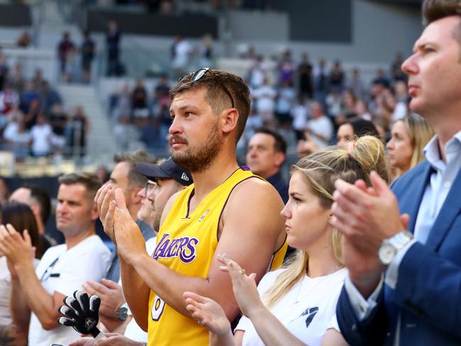 Fans and players paid tribute to the late Kobe Bryant during the round 18 NBL match between Melbourne United and the Perth Wildcats on Wednesday night. Picture: Getty Images