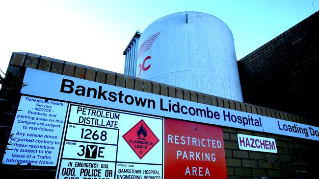 A liquid oxygen bottle at Bankstown-Lidcombe Hospital. Picture: Ross Schultz