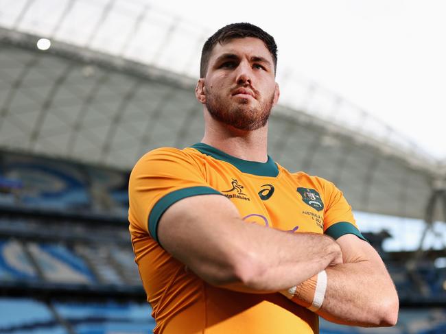 SYDNEY, AUSTRALIA - JULY 05: Australian Wallabies captain Liam Wright poses for a portrait following the Wallabies Captain's Run at Allianz Stadium on July 05, 2024 in Sydney, Australia. (Photo by Cameron Spencer/Getty Images)