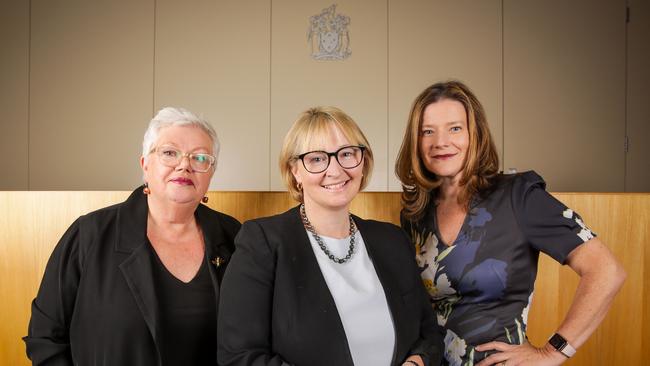 Her Honours are: Magistrate Anne Goldsbrough, Judge Amanda Chambers and Judge Andrea Tsalamandris. Picture: Nicole Cleary