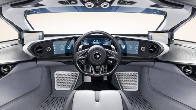 The new McLaren Speedtail has an advanced cockpit with a central driving position.