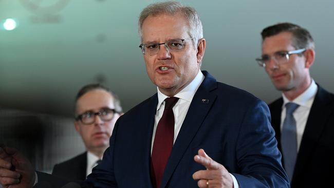 Scott Morrison says ‘we will track what our emissions are but we will also track what our economic performance is’. Picture: Bianca De Marchi