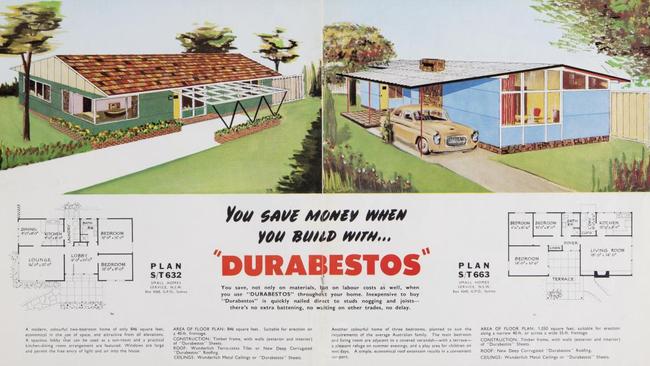 You want us to build our houses out of what? This ad from 1954 convincing Melburnians that asbestos was the best building material for a new home. Oh how times have changed. Picture: Supplied.