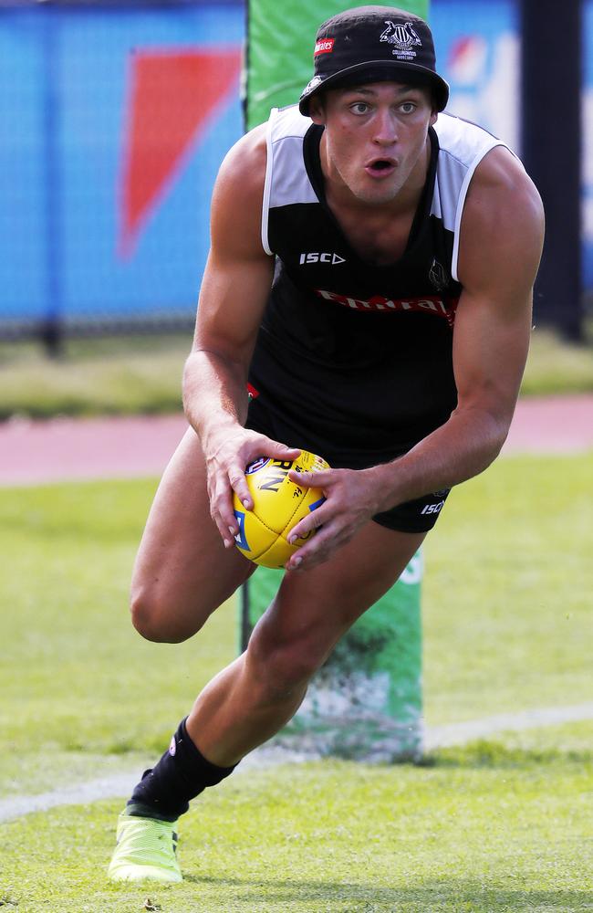 Coach Nathan Buckley says Darcy Moore will spend time in defence in 2018. Picture: Michael Klein