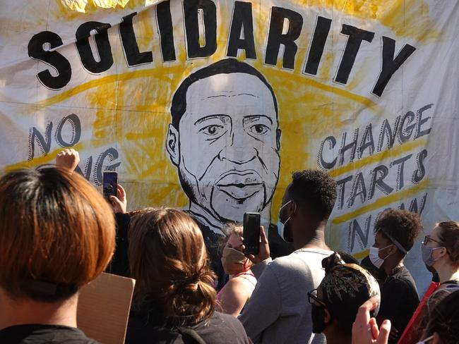 Demonstrators protest the killing of George Floyd in Minneapolis. Picture: Getty Images