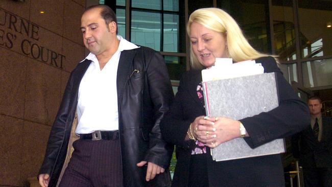 Nicola Gobbo leaves Melbourne Magistrates Court with Tony Mokbel.