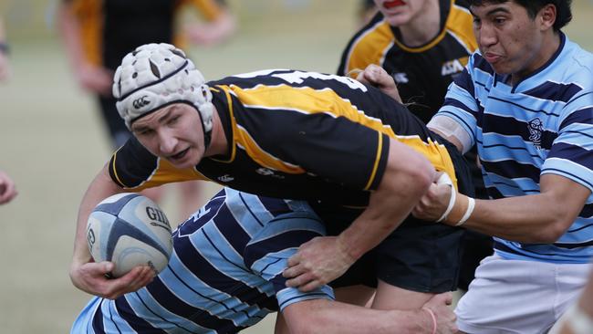 ISA1's Riley Langfield with the ball in a match against GPS1 at NSW Schools rugby union trials at Eric Tweedale Oval last year. Picture: John Appleyard