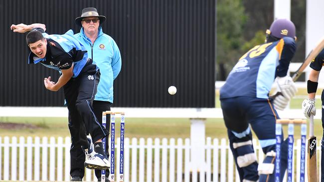 Norths bowler Marcus Bean Norths Vs Valley. Saturday September 28, 2024. Picture, John Gass