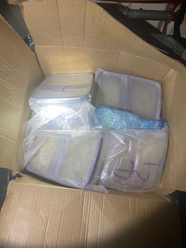 Methamphetamine seized as part of Operation Alicanto in Perth. Police allege the millions of dollars of drugs was sent from Adelaide via a South Australian freight company.