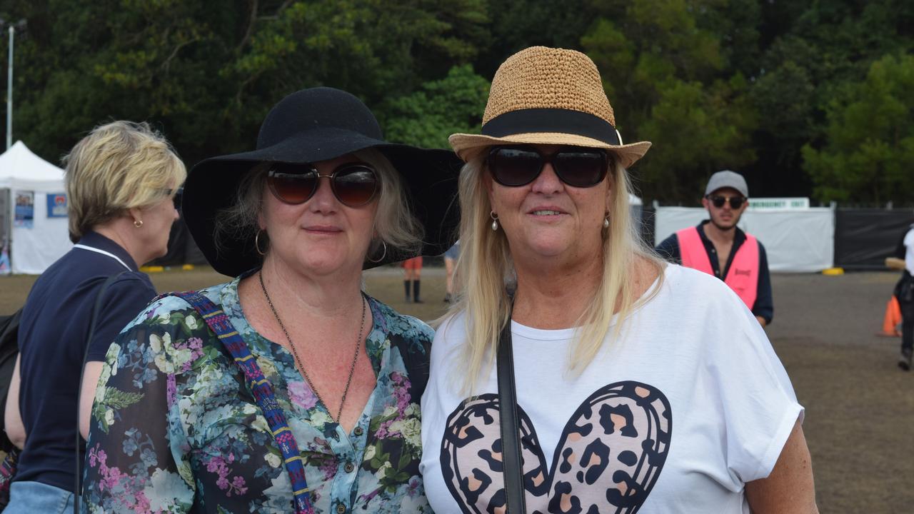 Lara and Megan at Bluesfest on Monday. Picture: Nicholas Rupolo.