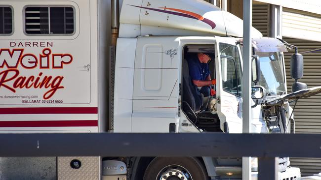 Police at Darren Weir’s stables in Victoria. Picture: AAP