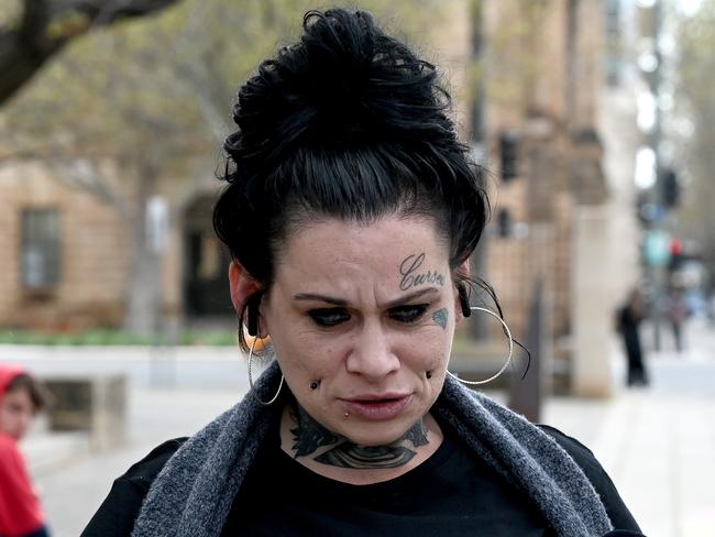 ADELAIDE, AUSTRALIA - NewsWire Photos September 8, 2023:Kimberley Vera Hudson who allegedly threatened rescue crews with an axe after the car she was in crashed and rolled on its side in Goodwood in May pictured at magistrates court. Picture: NCA NewsWire